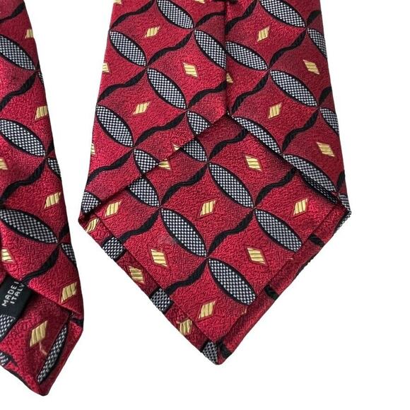 Jos A Bank Signature Collection Mens Red Neck Tie Necktie Silk Italy 4" Wide - Picture 13 of 16